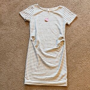 Pink Blush Gray Cream stripe Maternity dress size L
